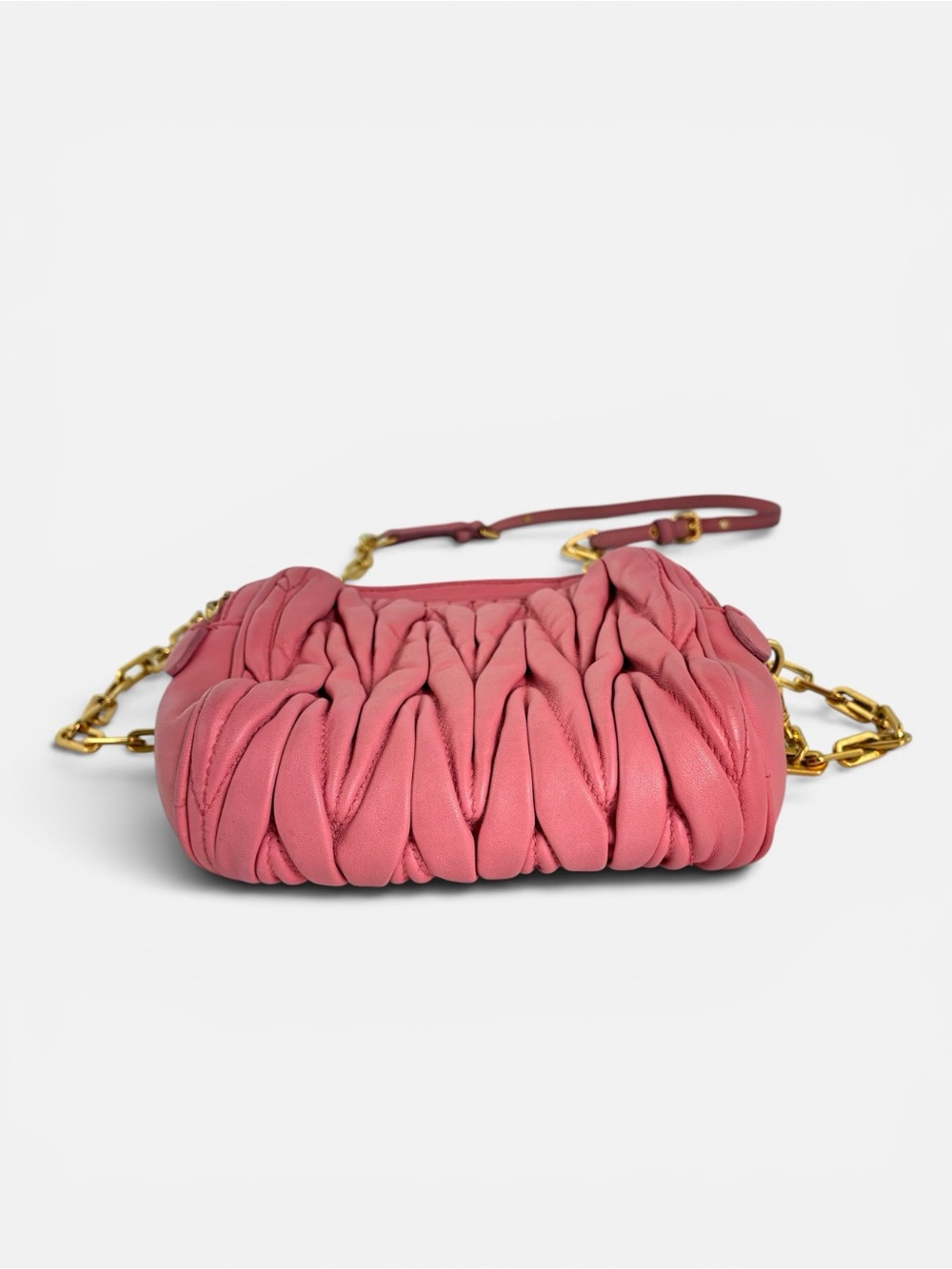 Miu Miu Rose Pink Matelassé Crossbody with Gold Chain - Picture 6 of 13